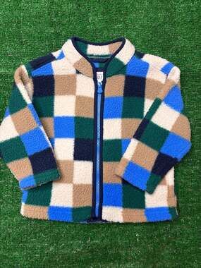 Baby Gap Toddler Checkerboard Sherpa Fleece Zip Jacket